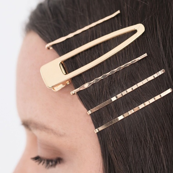 Gold Hair Clip & Gold Bobby Pins Set | Barrettes - Picture 1 of 3